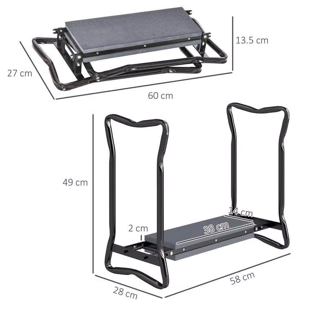 SPETLEK 2-in-1 Folding Garden Kneeler and Foam Chair in Black – 2