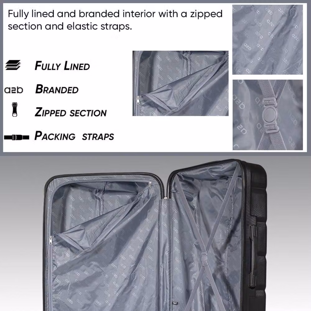 A2B Exodus Hard Sided Hold Suitcase, 4 Wheel Checked Travel Luggage in Dark Grey, Medium – 5