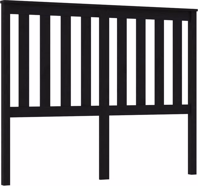 Berkfield Home Black Rustic Solid Pine Wood Bed Headboard W: 146 cm, D: 6 cm, H: 101 cm