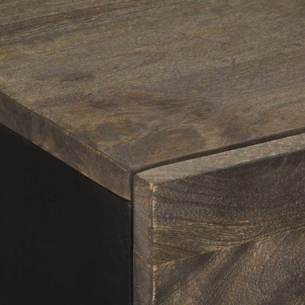 Berkfield Home Black Mango Wood Industrial Sideboard W/D/H: 60 x 33 x 75 cm – 3