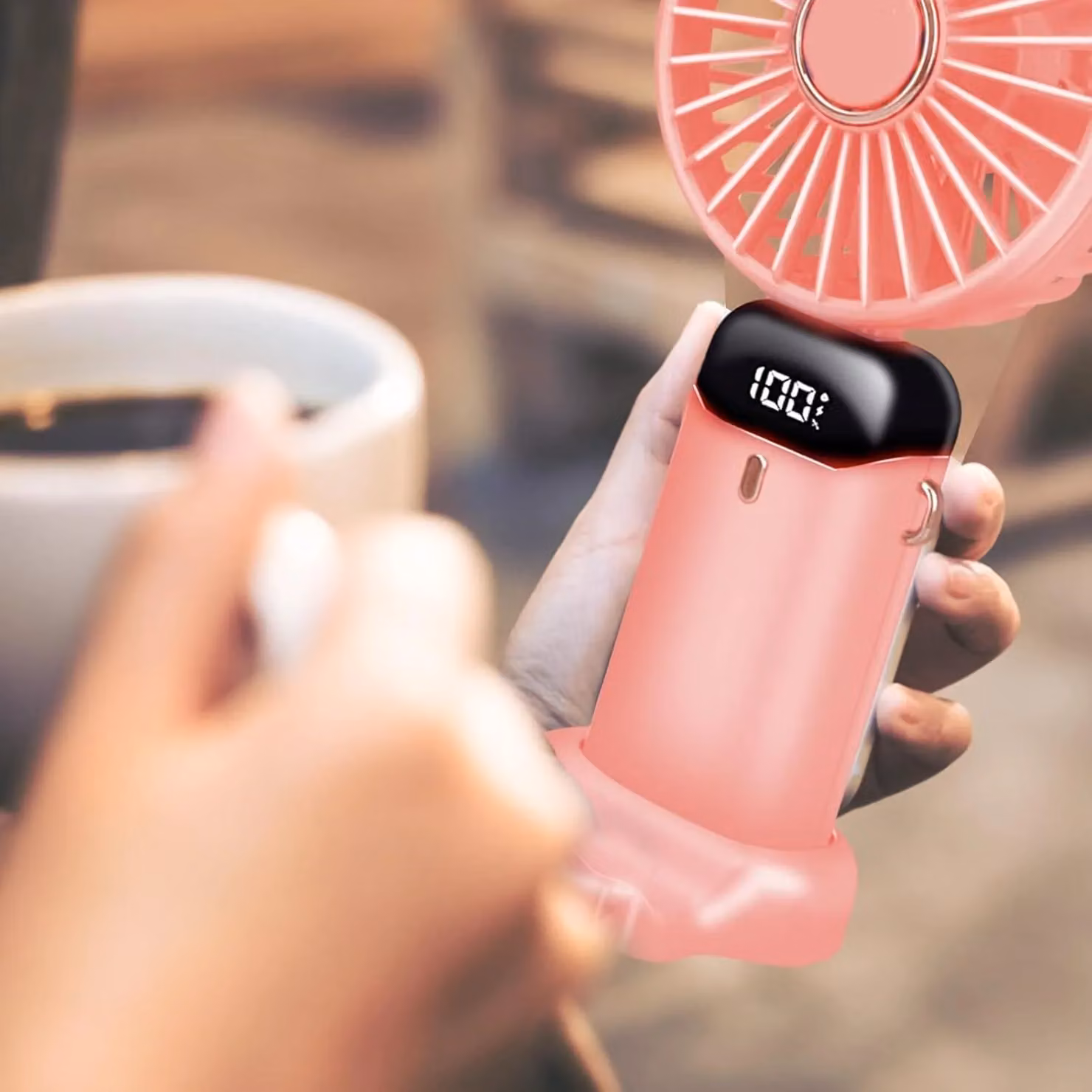 Dragodirect 2-in-1 Portable Mini Handheld Fan with LED Light, Rechargeable via USB-C, Pink – 4
