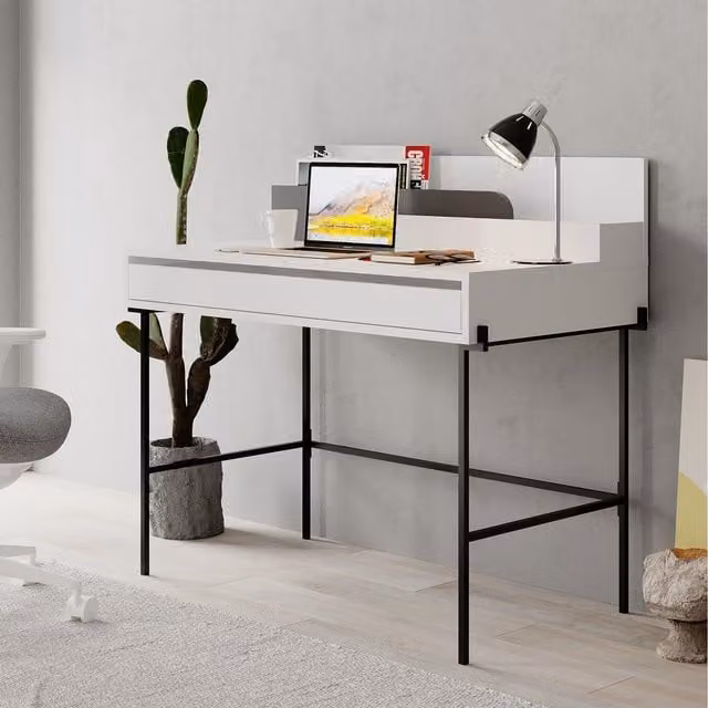 Decortie Leila Modern Rectangular Writing Desk in White