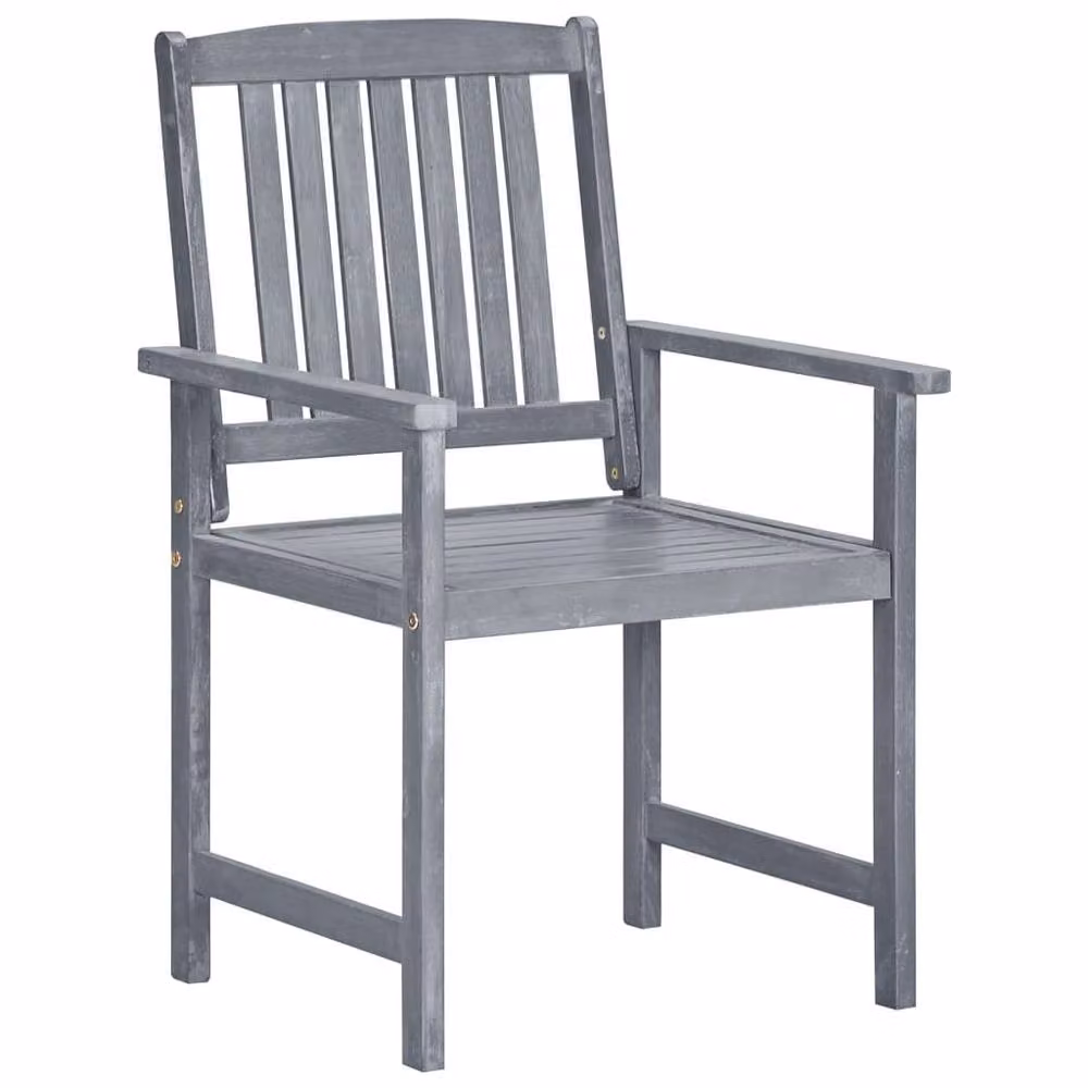 Berkfield Home Set of 6 Modern Garden Chairs in Grey Solid Acacia Wood – 2