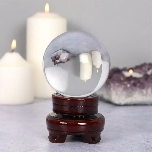 Uniqueful Clear Glass Crystal Ball with Stand, Diameter: 8 cm