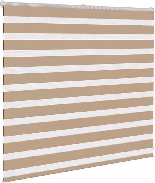 Berkfield Home Elegant Zebra Blind in Sand and Brown, W: 155 cm, H: 100 cm