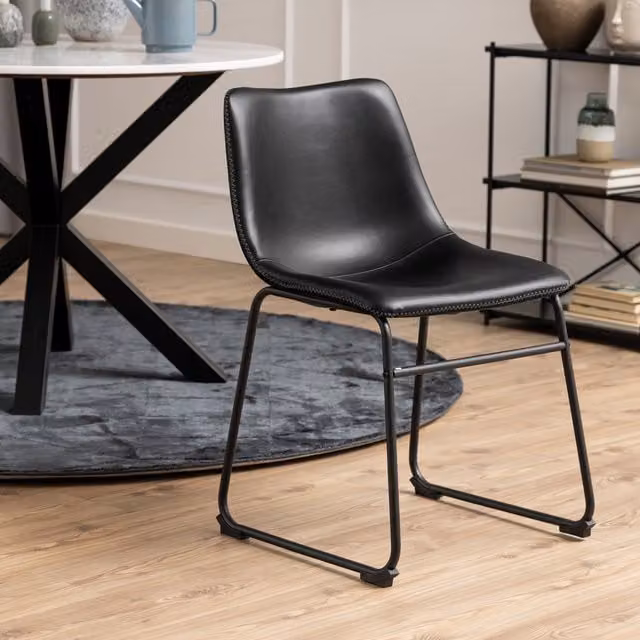 Chilli Seating Oregon Dining Chair Set of 2 in Black Synthetic Leather