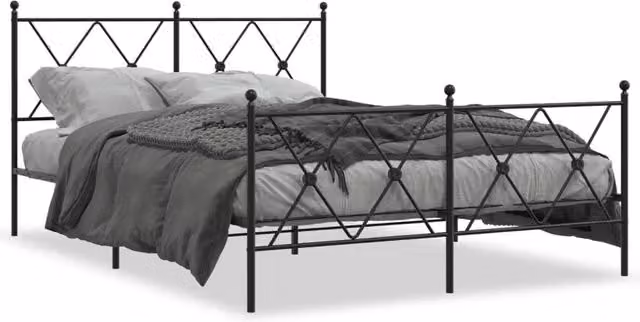 Berkfield Home Metal Bed Frame with Footboard, Black, W/D/H: 140 x 190 cm