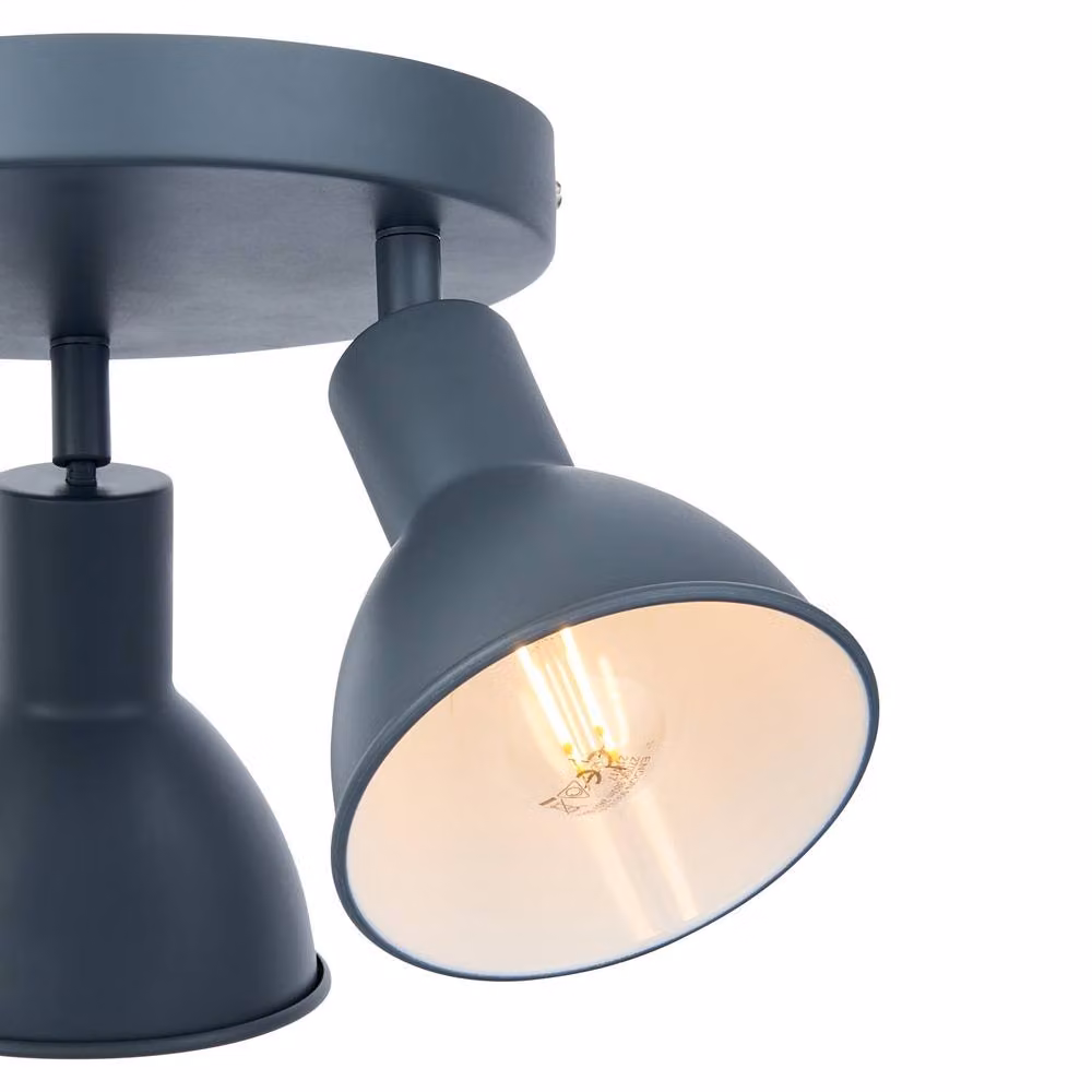 First Choice Lighting Hawkins Set of 2 Grey Round Adjustable LED Ceiling Spotlights – 3