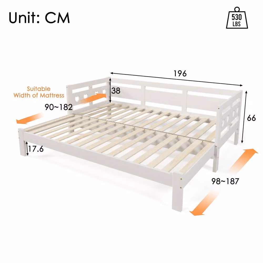 STILVORA Modern Single Bed Frame with Trundle in White – 2