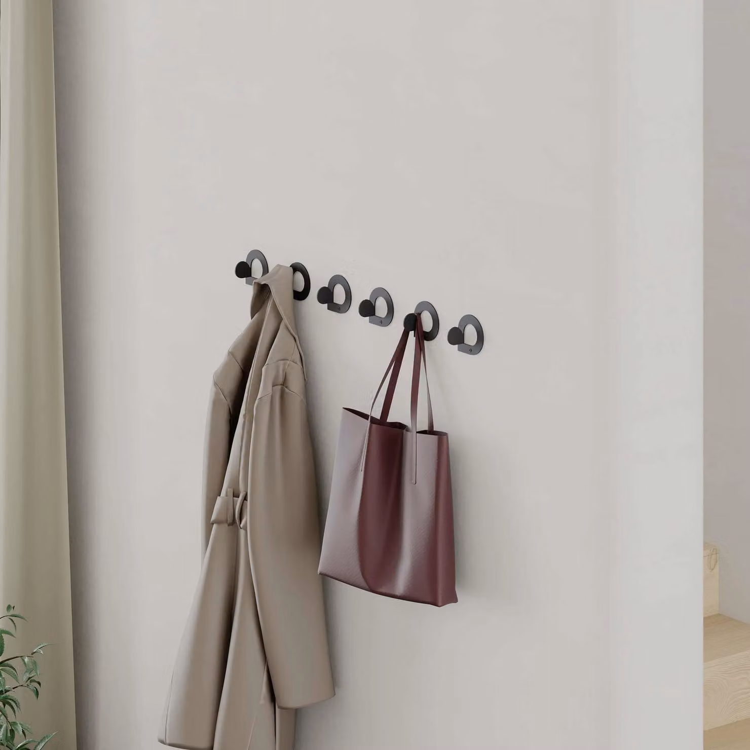 Decortie Pino Modern Triple Metal Hook Set of 3 in Matte Black Stainless Steel – 3