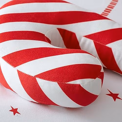 Catherine Lansfield Christmas Candy Cane Fleece Shaped Cushion in Red and White – 2