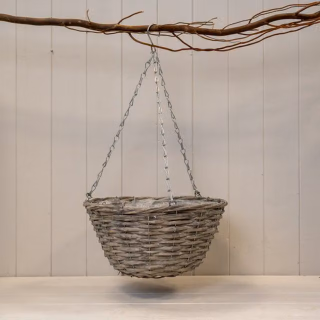 KDMD Grey Split Willow Hanging Basket Planter