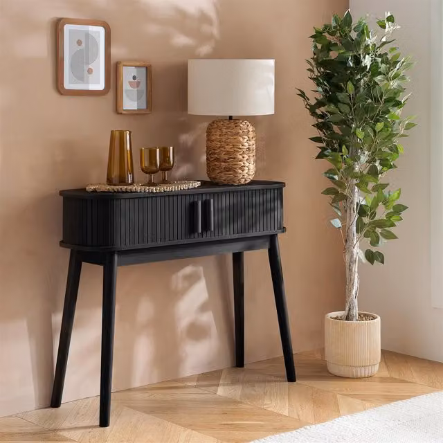 Birlea Axel Black Modern Fluted Console Table