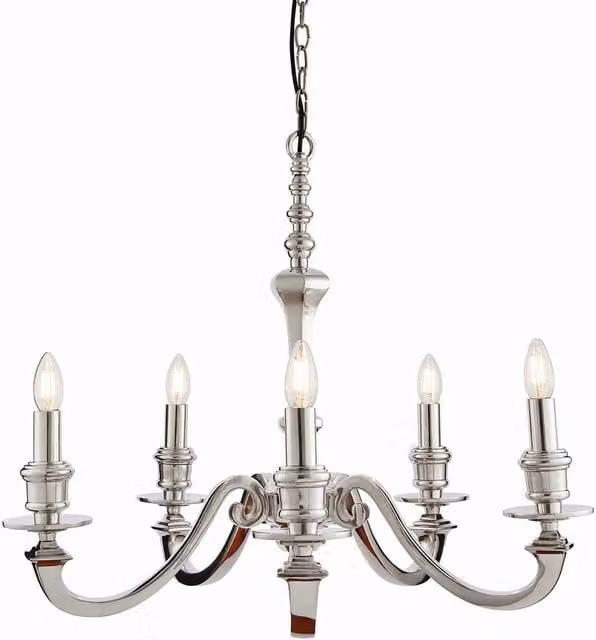 Endon Finsbury 5 Light Multi Arm Pendant Light in Silver and Grey Polished Aluminium with E14 LED Compatibility