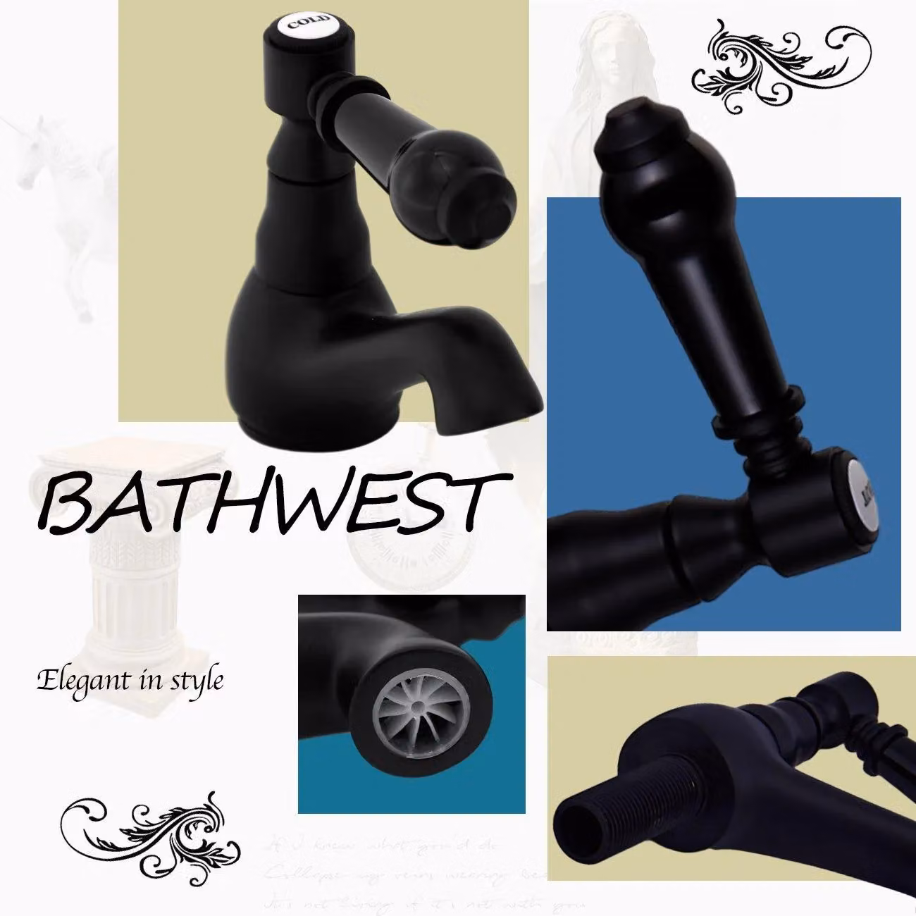 BATHWEST Twin Basin Mixer Taps with Two Handles in Matte Black – 4
