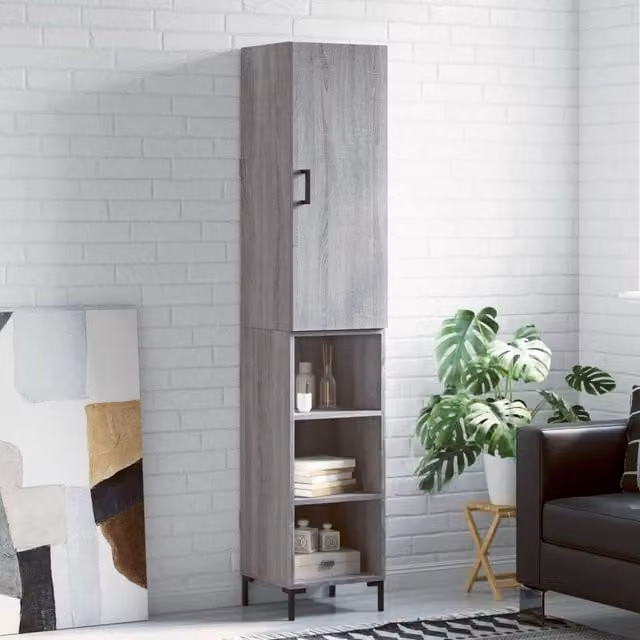 Berkfield Home Grey Sonoma Highboard in Engineered Wood, W/D/H: 34.5 x 34 x 180 cm – 1
