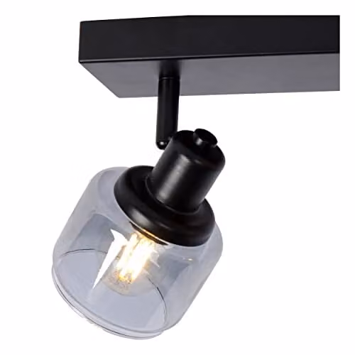 Lucide Bjorn Dimmable and Adjustable Twin Ceiling Spotlight in Black with Transparent Glass – 4