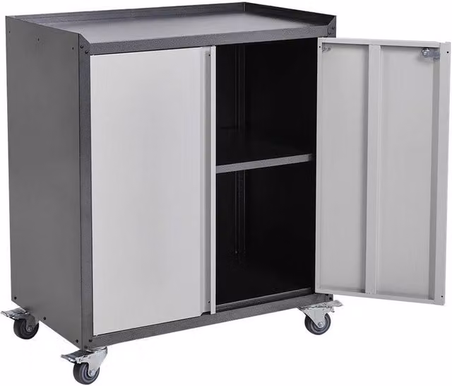 Kelvenix Metal Storage Cabinet with 2 Hinged Doors in Grey Matt – 1