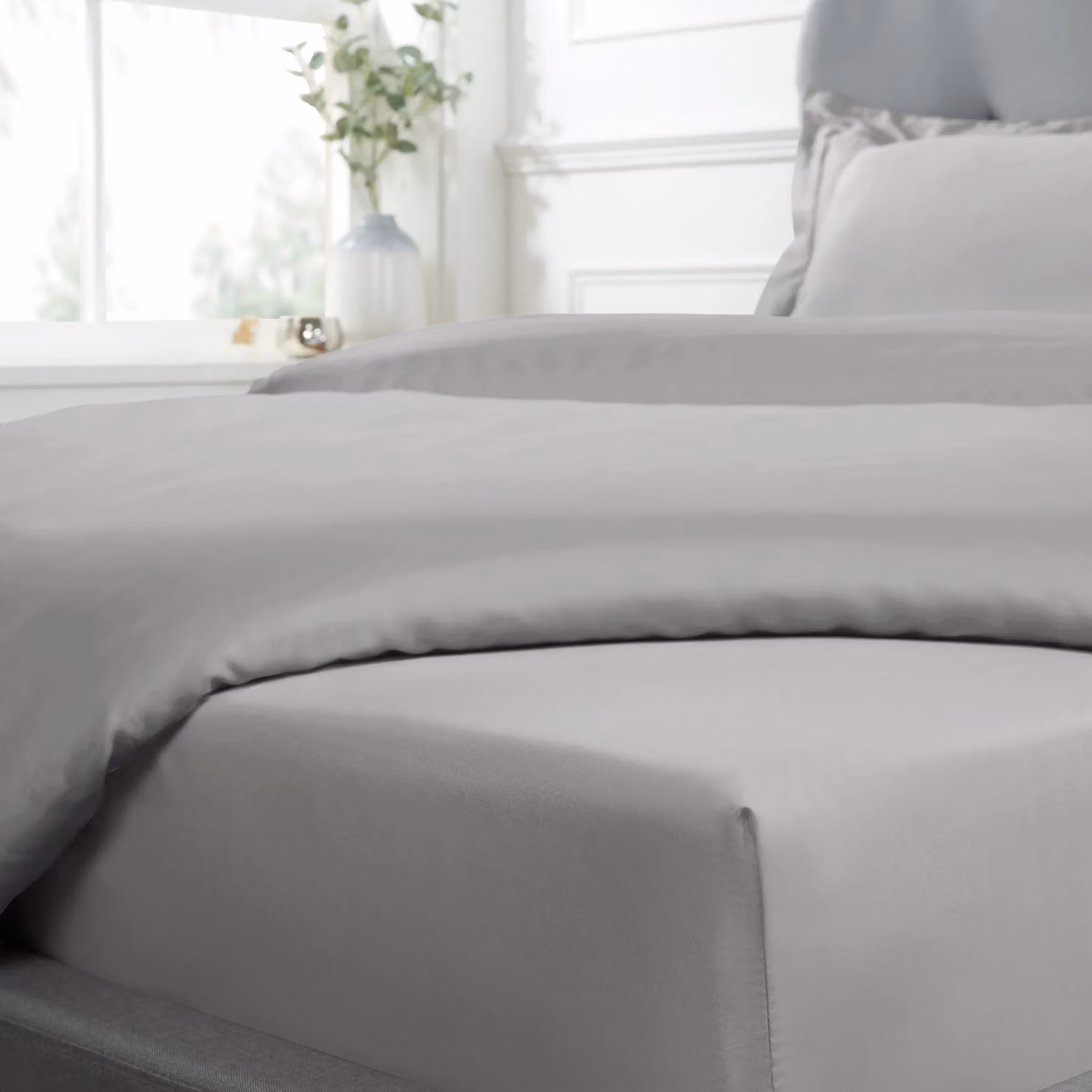 Smart Living Luxurious 300 Thread Count 100% Cotton Sateen Anti-Allergy Pillowcases in Silver, W/H: 50 x 75 cm – 2