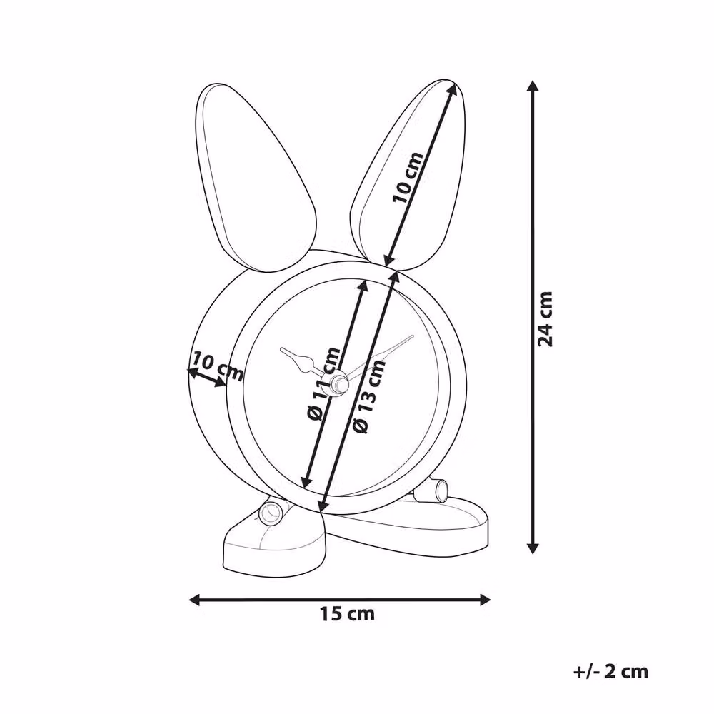 Wyld and Coco Bunny Analog Tabletop Clock in Silver Metal and Glass – 3