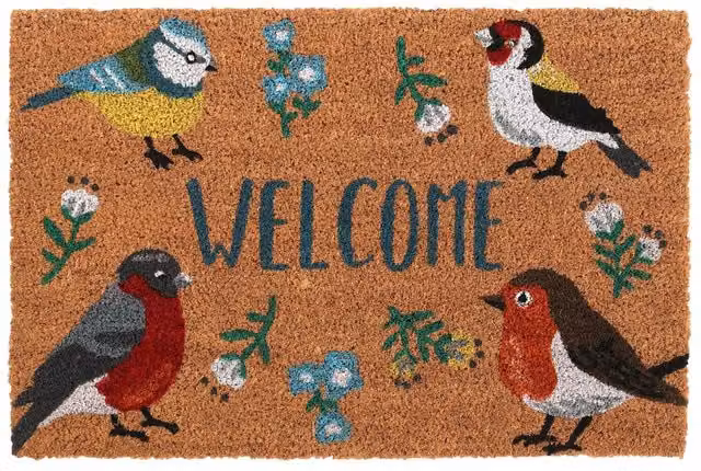 Kingsbury Gifts Natural Coir British Garden Birds Doormat, Multicolour, W: 60 cm, D: 40 cm