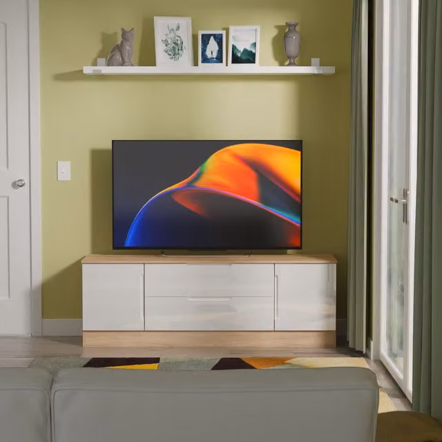 Ready Assembled 2 U Lucca Superwide TV Unit with 2 Doors and 2 Drawers in Light Oak – 1