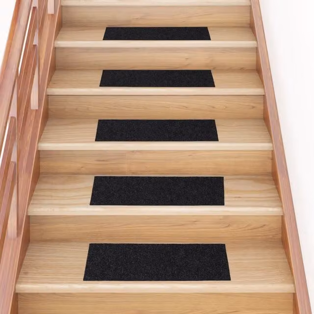 Berkfield Home Self-adhesive Rectangular Stair Mats, 15 Pieces, Black, W/D: 60 x 25 cm – 1