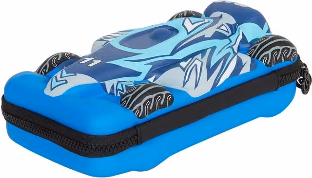 i-doodle Blue Race Car Shaped Silicone and Plastic Zip Pencil Case
