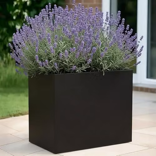 IDEALIST Black Reinforced Stone Outdoor Trough Planter, 40L