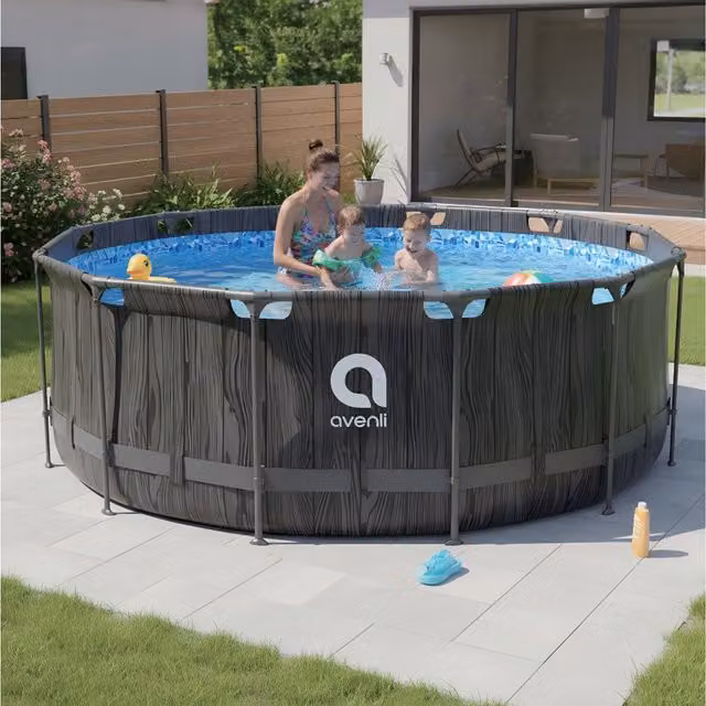 Avenli Frame Plus Round Pool in Black and Multicolour