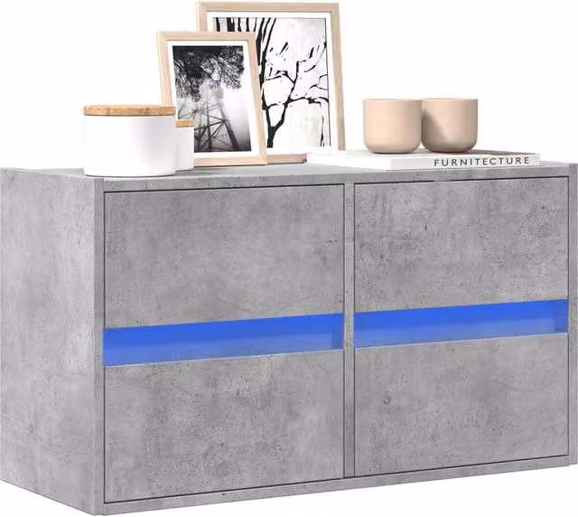 Berkfield Home Modern Wall Mounted TV Cabinet with Integrated LED Lights in Concrete Grey, W/D/H: 80 x 31 x 45 cm