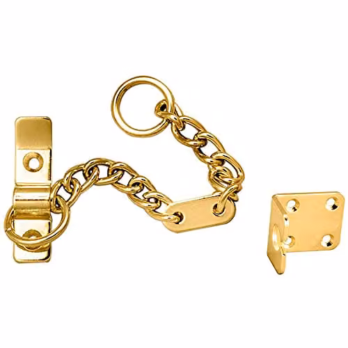 Loops Heavy Duty Door Security Chain Restrictor in Gold, Length: 19.55 cm