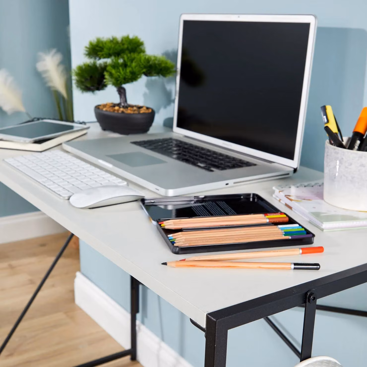 Home Source Folding Compact Computer Desk in White – 3