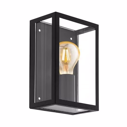 Eglo Alamonte 1 Industrial Black Metal and Glass IP44 Outdoor Wall Light – 1