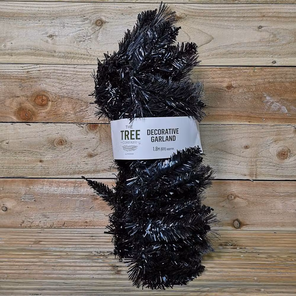 Samuel Alexander Premier PVC Plain Black Tipped Artificial Christmas and Halloween Garland, Length: 1.8 m – 4