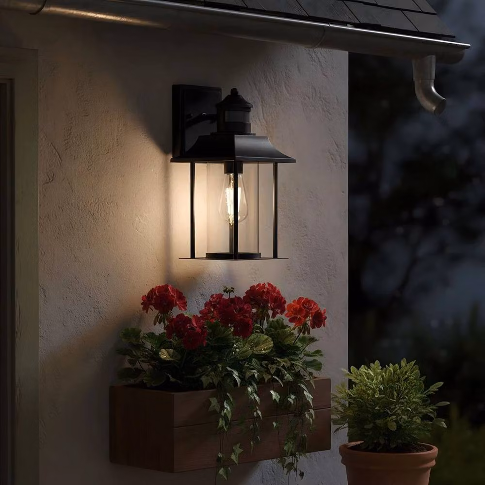 EONLION Black Outdoor LED Wall Light with PIR Motion Sensor and Aluminium Lantern Design for Garden and Terrace – 3