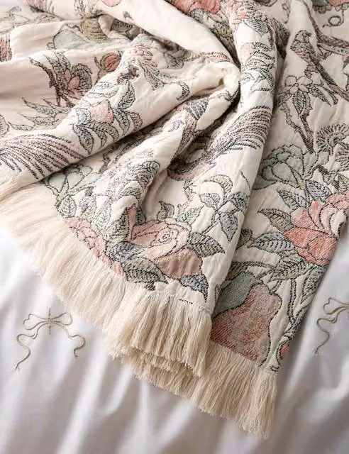 Historic Royal Palaces Hampton Multicolour Patterned Jacquard Cotton Throw