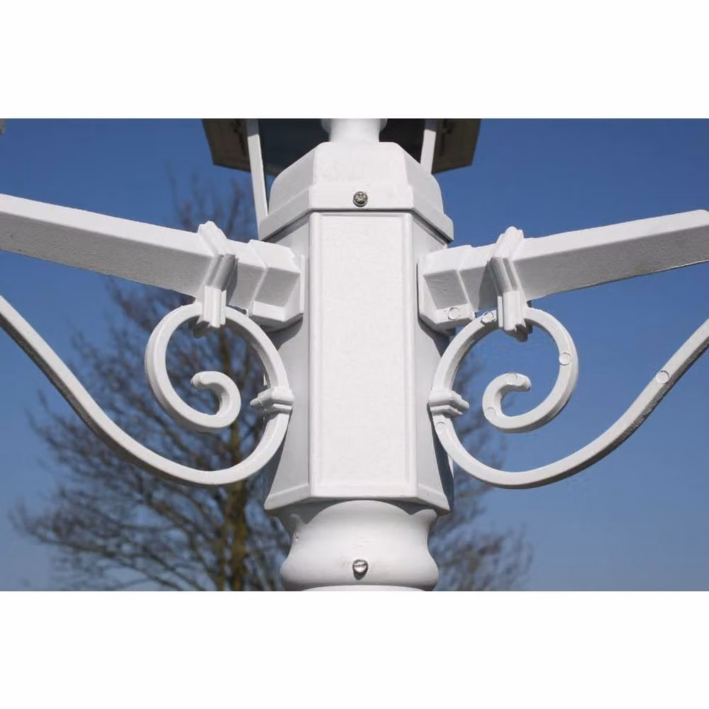 Berkfield Home 3-Arm Decorative Garden Light Post, White Aluminium and Glass, Height: 215 cm – 4