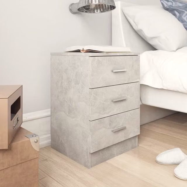 Berkfield Home Set of 2 Bedside Cabinets in Concrete Grey, W/D/H: 38 x 35 x 56 cm
