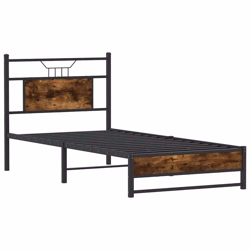 Berkfield Home Smoked Oak Bed Frame in Brown, W/D/H: 200 x 80 x 91.5 cm – 3