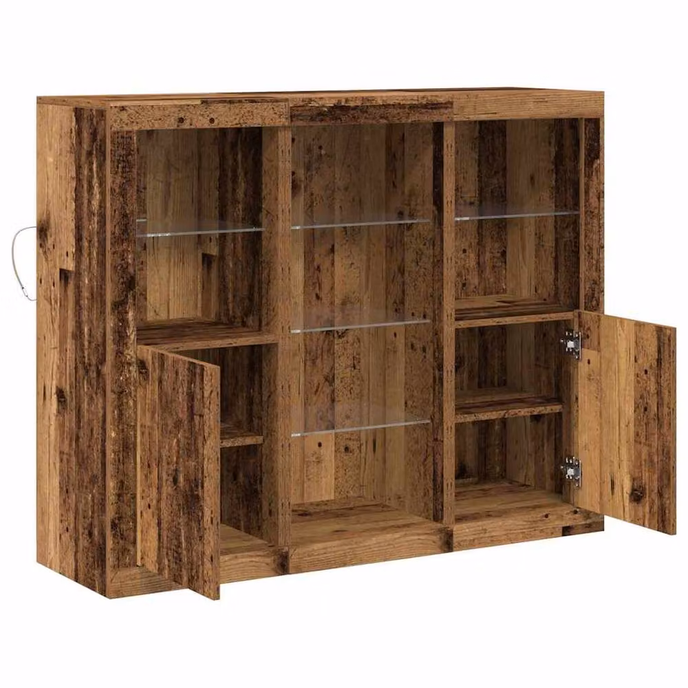 Berkfield Home Sideboard with Integrated LED Lights in Brown Old Wood, W/D/H: 123 x 37 x 100 cm – 5