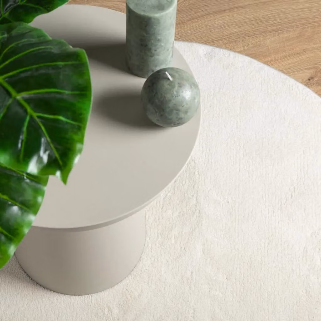 Berkfield Home Oviedo Round Short Pile Rug in Cream and Beige, Diameter: 120 cm – 4