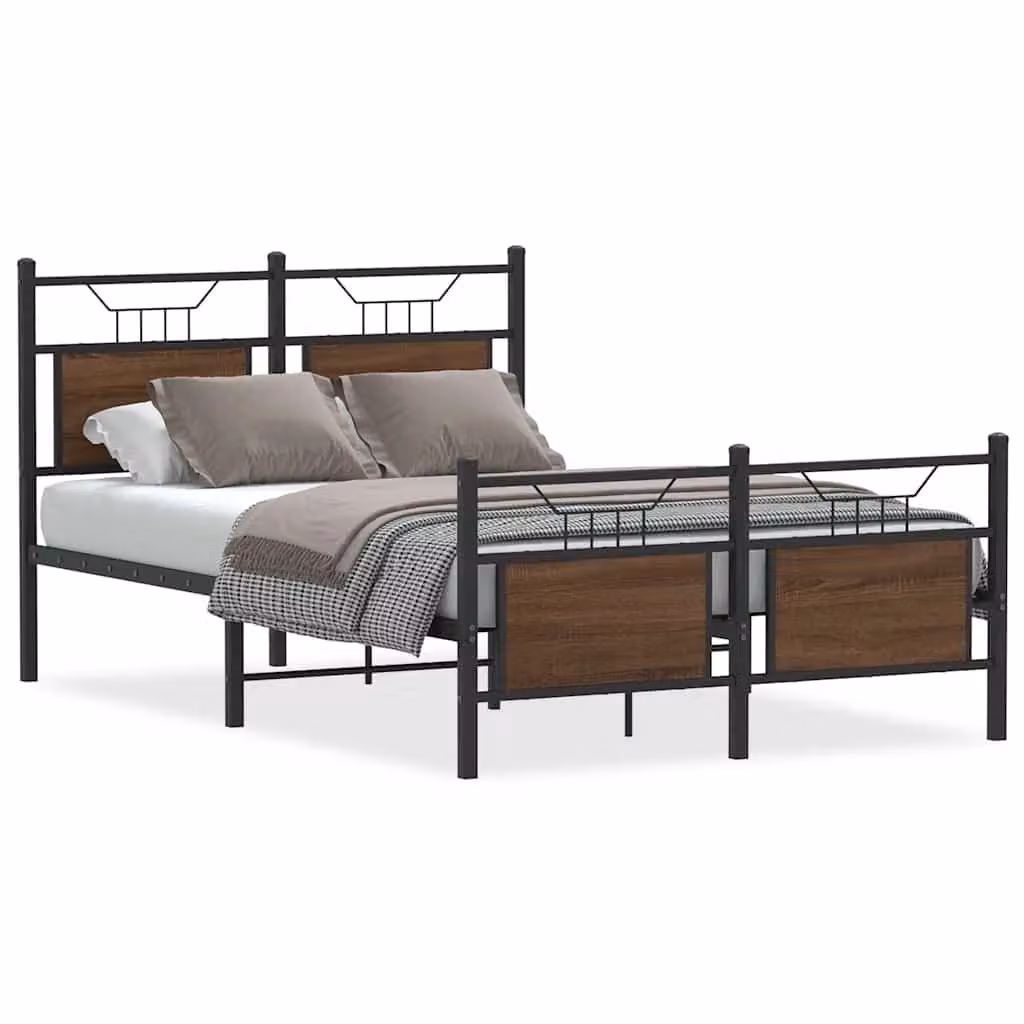 Berkfield Home Small Double Bed Frame in Brown Oak, W/D/H: 120 x 200 cm – 2