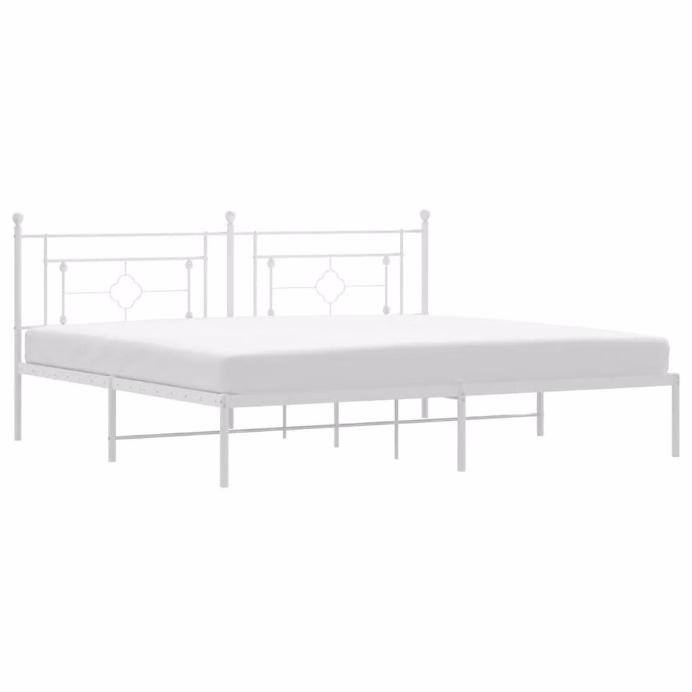 Berkfield Home Metal Bed Frame with Headboard in White, W/D/H: 193 x 203 x 97 cm – 2