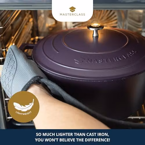 MasterClass Cast Aluminium Non-Stick Casserole Dish with Self-Basting Lid, Blue, Diameter: 28 cm, Volume: 5 l – 3
