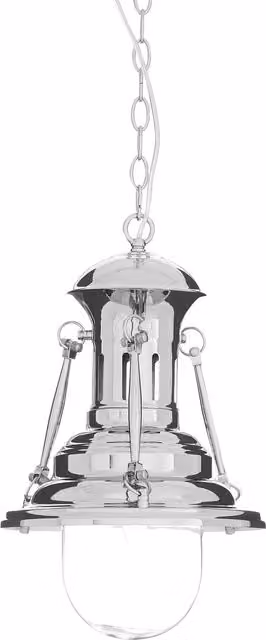 Fifty Five South Orsina Small Chrome Lighthouse Pendant Light with Transparent Glass Dome Shade
