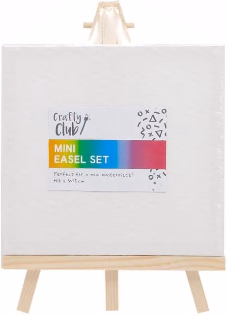 Crafty Club Mini Easel Set in Brown and White Wood