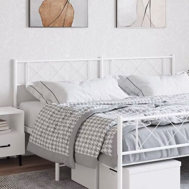 Berkfield Home Classic Metal Headboard in White, Width: 193 cm