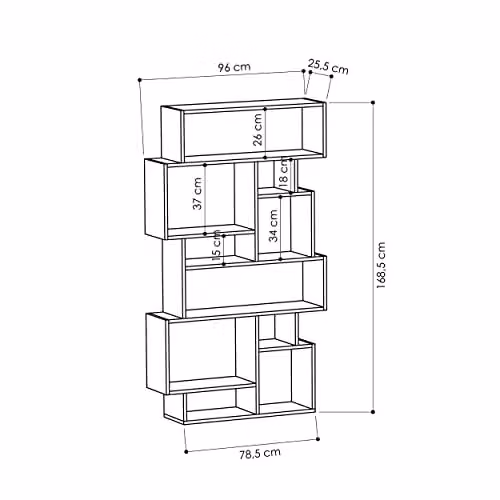 Decortie Karmato Modern Bookcase Display Unit, Green, H 169.0 cm x W 96.0 cm x D 29.15 cm – 2