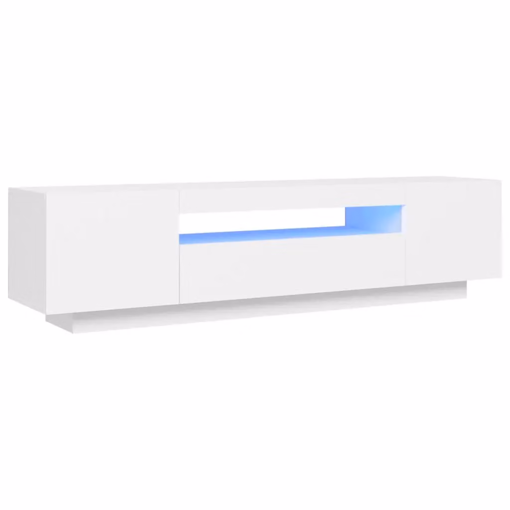 Berkfield Home Modern Glossy White TV Cabinet with LED Lights W/D/H: 160 x 40 x 40 cm – 2